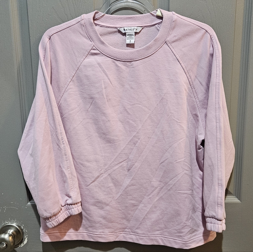 Athleta Pullover Sweatshirt Crew Baby Pink